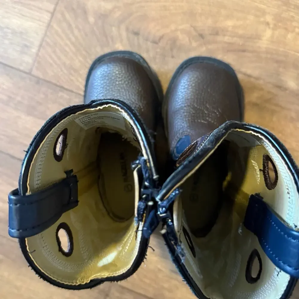 Magellan Outdoors Ace II Toddler Western Cowboy Boots Brown Navy Size 7D EUC